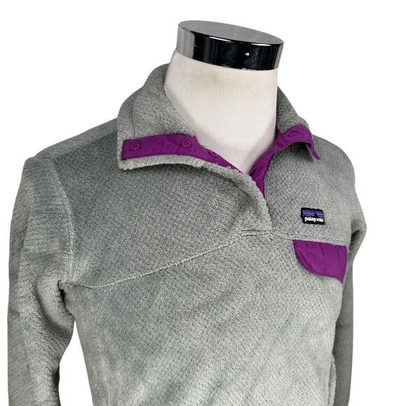 Patagonia Re-Tool Snap-T Fleece Jacket Women’s Medium Gray Pink Purple Pullover - Picture 2 of 10